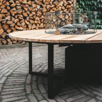 Stół z kominkiem COSILOFT Ø120cm black/teak