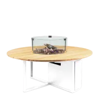 Stół z kominkiem COSILOFT Ø120cm white/teak