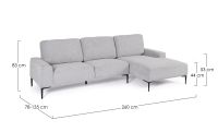 Narożnik z szezlongiem WASHINGTON GREY