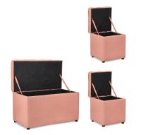 Zestaw 3w1 – ławka i dwie pufy Bouclé