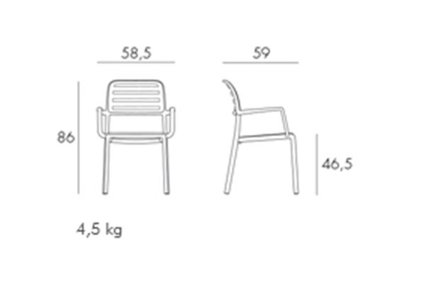Krzesło z podłokietnikami Costa