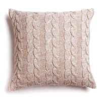 Подушка в'язана, світлий беж-коси