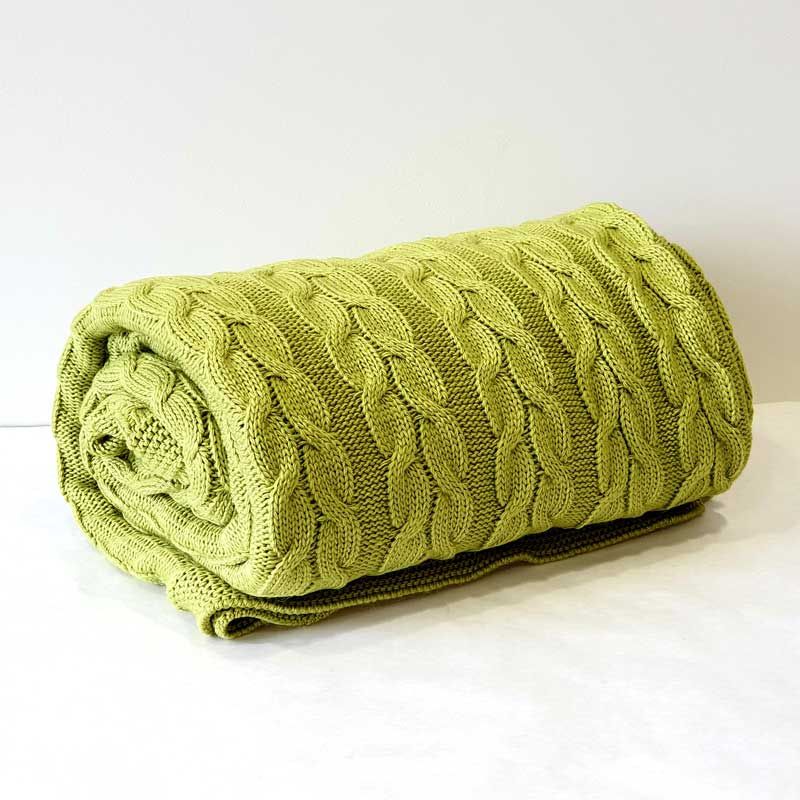 Плед в'язаный, 190x160, лайм-коси