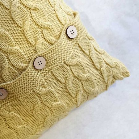 Poduszka dekoracyjna pleciona, jasnożółty Poduszka dekoracyjna pleciona, jasnożółty