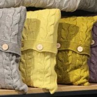 Подушка декоративна в'язана, ніжно-жовтий