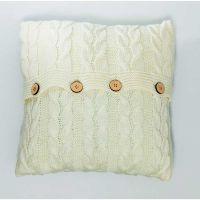 Подушка в'язана декоративна, пломбір-коси