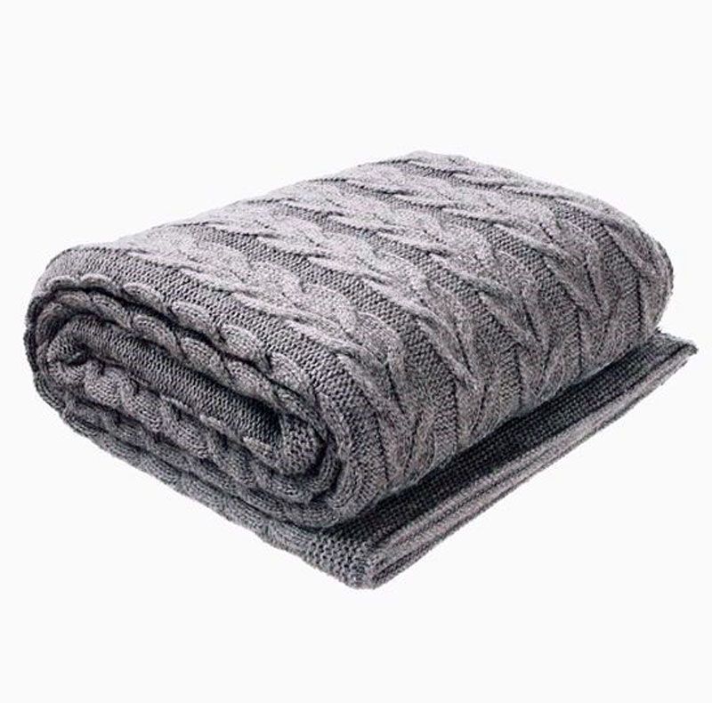 Плед в'язаний 170х140, сірий