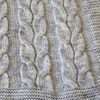 Плед в'язаний 160х190, світло-сірий-коси