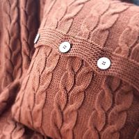 Подушка декоративна в'язана, теракота-коси